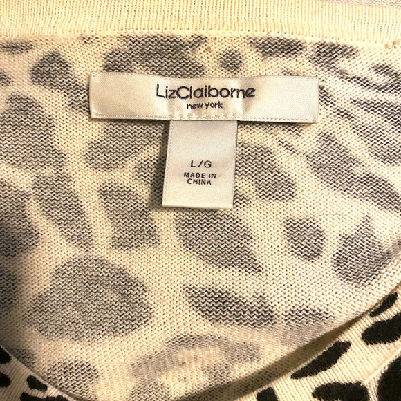Liz Claiborne Leopard Print Women's cardigan sweater too Size L - Picture 3 of 8